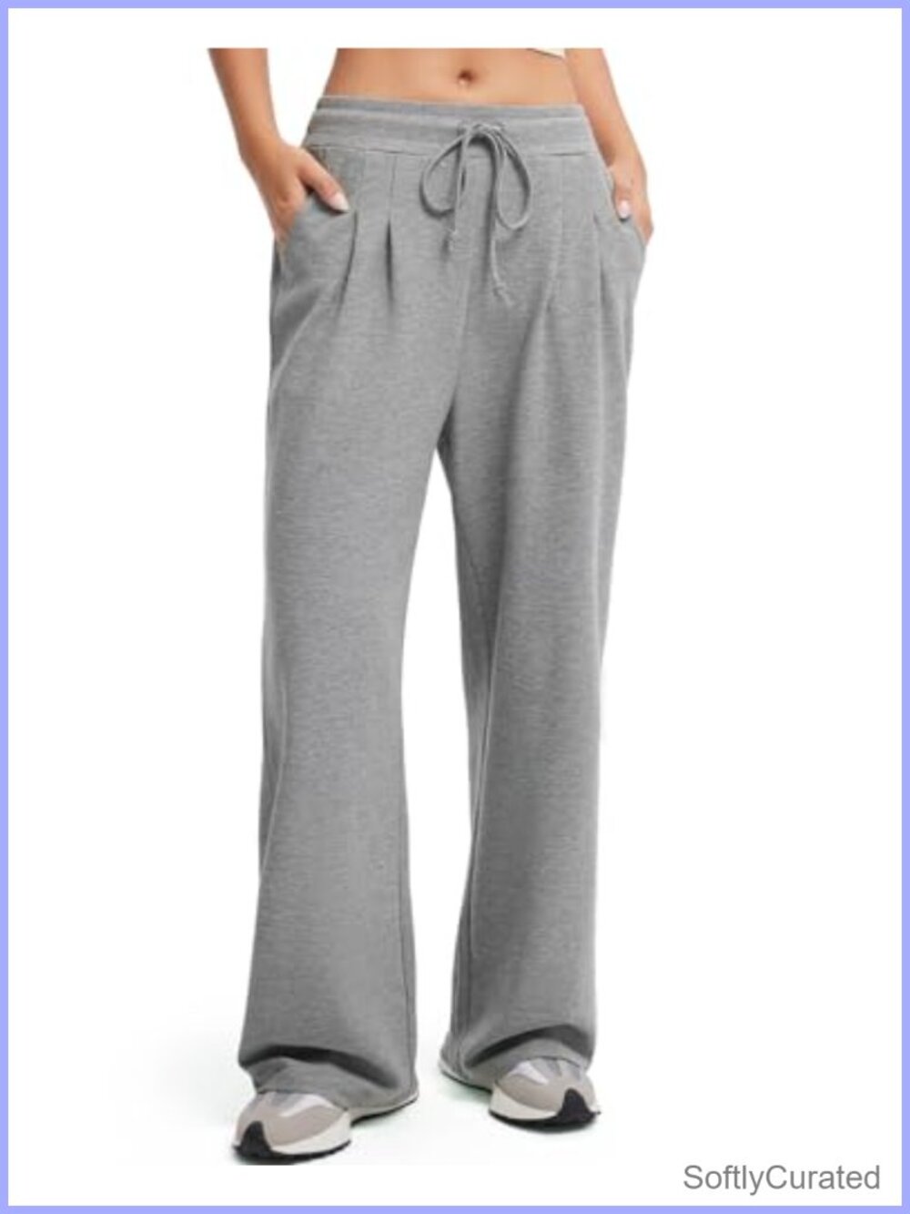 Wide Leg Work Pants High Waisted Drawstring Waffle Knit Trousers